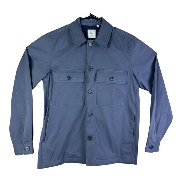 $495 Paul Smith Blue Gray Organic Cotton Slim Fit Shirt Jacket Mens Size Small - Picture 1 of 12